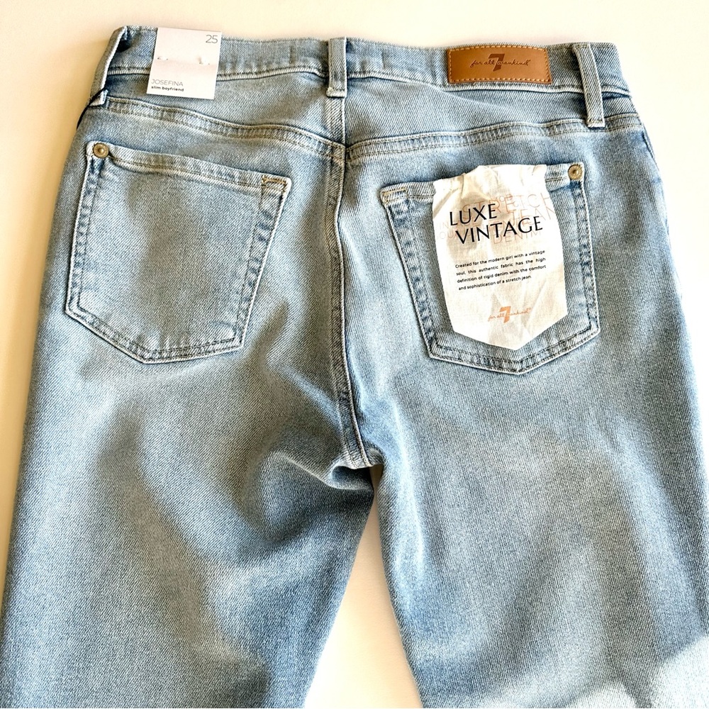 7 FOR ALL MANKIND “Luxe Vintage Josefina” Light Denim Distressed Jeans NWT!! - Picture 10 of 15